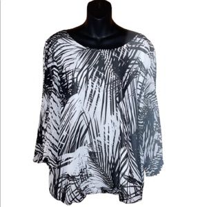 Dressbarn black/white abstract 3/4 length shirt NWT size 2X